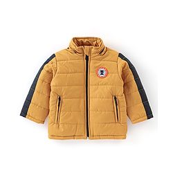 Babyhug Full Sleeves with Detachable Hood Padded Quilted Jacket - Mustard Yellow