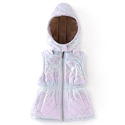 Babyhug Sleeveless Holographic Hoodie - White