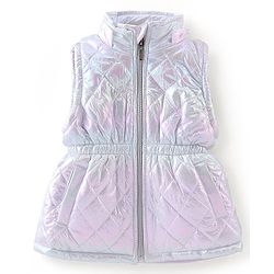 Babyhug Sleeveless Holographic Hoodie - White