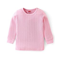 Babyhug Full Sleeves Solid Textured Thermal Vests - Pink