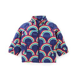Babyhug Full Sleeves Puffed Hooded Jacket Rainbow Printed - Purple