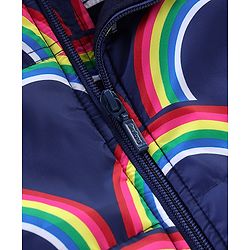 Babyhug Full Sleeves Puffed Hooded Jacket Rainbow Printed - Purple