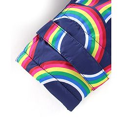 Babyhug Full Sleeves Puffed Hooded Jacket Rainbow Printed - Purple