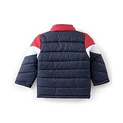 Babyhug Full Sleeves Hooded Quilted Jacket - Red & Navy