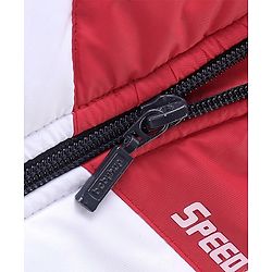 Babyhug Full Sleeves Hooded Quilted Jacket - Red & Navy