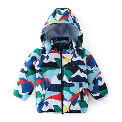 Babyhug Full Sleeves Quilted Jacket with Abstract Print - Blue & White