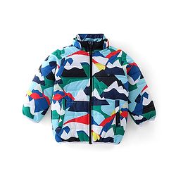 Babyhug Full Sleeves Quilted Jacket with Abstract Print - Blue & White