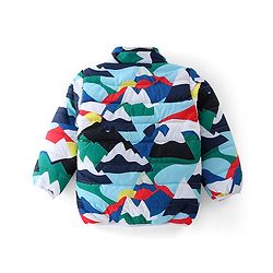 Babyhug Full Sleeves Quilted Jacket with Abstract Print - Blue & White
