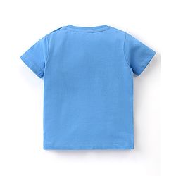 Babyhug Cotton Half Sleeves Night Suit Stripes & Bear Print- Blue
