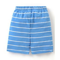Babyhug Cotton Half Sleeves Night Suit Stripes & Bear Print- Blue