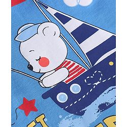 Babyhug Cotton Half Sleeves Night Suit Stripes & Bear Print- Blue
