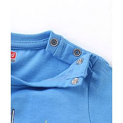 Babyhug Cotton Half Sleeves Night Suit Stripes & Bear Print- Blue