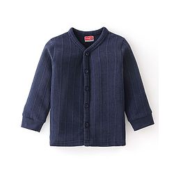 Babyhug Full Sleeves Solid Textured Thermal Vests - Navy Blue