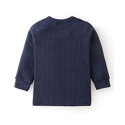 Babyhug Full Sleeves Solid Textured Thermal Vests - Navy Blue