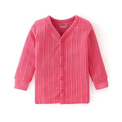 Babyhug Full Sleeves Solid Textured Thermal Vests - Coral