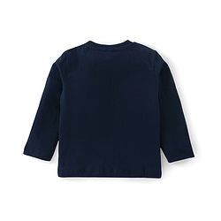 Babyhug Cotton Knit Full Sleeves Night Suit Text & Camo Print - Navy Blue