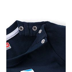 Babyhug Cotton Knit Full Sleeves Night Suit Text & Camo Print - Navy Blue