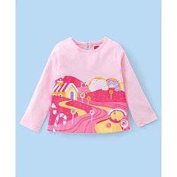 Babyhug Cotton Knit Full Sleeves Lollipop & Polka Dots Printed Night Suit - Pink