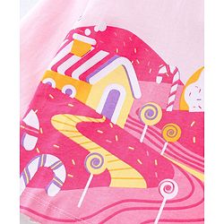 Babyhug Cotton Knit Full Sleeves Lollipop & Polka Dots Printed Night Suit - Pink