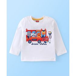 Babyhug Cotton Knit Full Sleeves Striped & Wild Animals Printed Night Suit - Multicolour