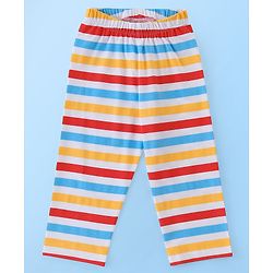 Babyhug Cotton Knit Full Sleeves Striped & Wild Animals Printed Night Suit - Multicolour