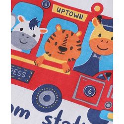 Babyhug Cotton Knit Full Sleeves Striped & Wild Animals Printed Night Suit - Multicolour