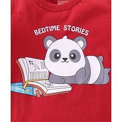Babyhug Cotton Knit Full Sleeves Panda Printed Night Suit - Red