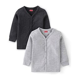 Babyhug Full Sleeves Solid Thermal Vest Pack of 2 - Dark & Light Grey