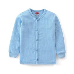 Babyhug Cotton Blend Full Sleeves Front Open Solid Color Thermal Wear Pack Of 2 - Blue & Navy Blue