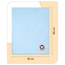 Babyhug Velvet Lion Embroidered Lightweingt Bubble Blanket - Blue