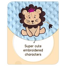 Babyhug Velvet Lion Embroidered Lightweingt Bubble Blanket - Blue