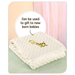 Babyhug Velvet Lion Embroidered Lightweingt Bubble Blanket - Blue