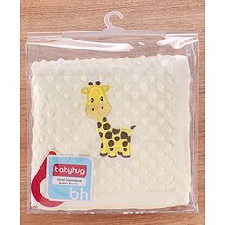 Babyhug Velvet Lion Embroidered Lightweingt Bubble Blanket - Blue
