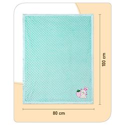 Babyhug Velvet Lion Embroidered Lightweingt Bubble Blanket - Blue