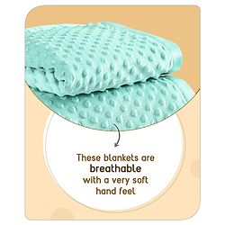 Babyhug Velvet Lion Embroidered Lightweingt Bubble Blanket - Blue