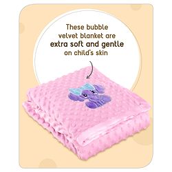 Babyhug Velvet Lion Embroidered Lightweingt Bubble Blanket - Blue