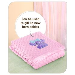 Babyhug Velvet Lion Embroidered Lightweingt Bubble Blanket - Blue