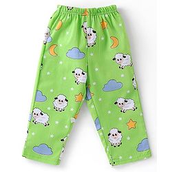 Babyhug Cotton Woven Full Sleeves Night Suit Sheep Print - Green