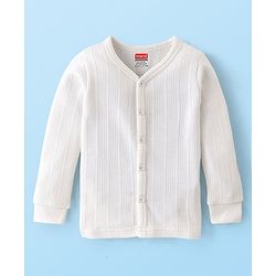 Babyhug Cotton Full Sleeves Thermal Wear Set Solid Colour - White