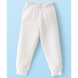 Babyhug Cotton Full Sleeves Thermal Wear Set Solid Colour - White