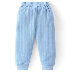 Babyhug Cotton Full Sleeves Front Open Thermal Vest And Leggings- Blue