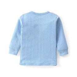 Babyhug Cotton Full Sleeves Front Open Thermal Vest And Leggings- Blue