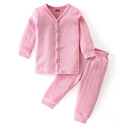Babyhug Full Sleeves Solid Colour  Thermal Inner Wear Set-Pink