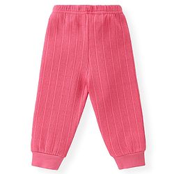 Babyhug Full Sleeves Solid Textured Thermal Vest & Pajama Set -Coral