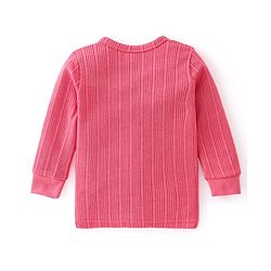 Babyhug Full Sleeves Solid Textured Thermal Vest & Pajama Set -Coral