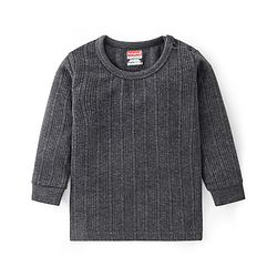 Babyhug Thermal Full Sleeves Solid Vest Sando & Pajama Set - Dark Grey