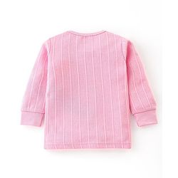 Babyhug Cotton Full Sleeves Solid Thermal Vests & Pajama Set -Pink