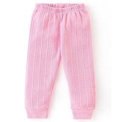 Babyhug Cotton Full Sleeves Solid Thermal Vests & Pajama Set -Pink