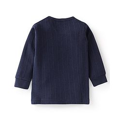 Babyhug Cotton Full Sleeves Pullover Vest & Pant Thermal Wear Solid Color - Navy Blue