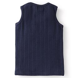 Babyhug Cotton Full Sleeves Pullover Vest & Pant Thermal Wear Solid Color - Navy Blue